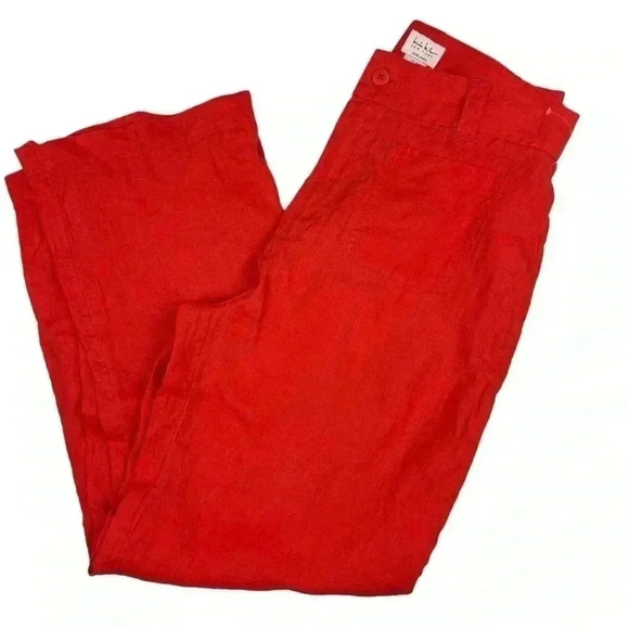 Nicole Miller Women's Red Dress Pants Size 10 Linen Button Closure - Picture 1 of 11